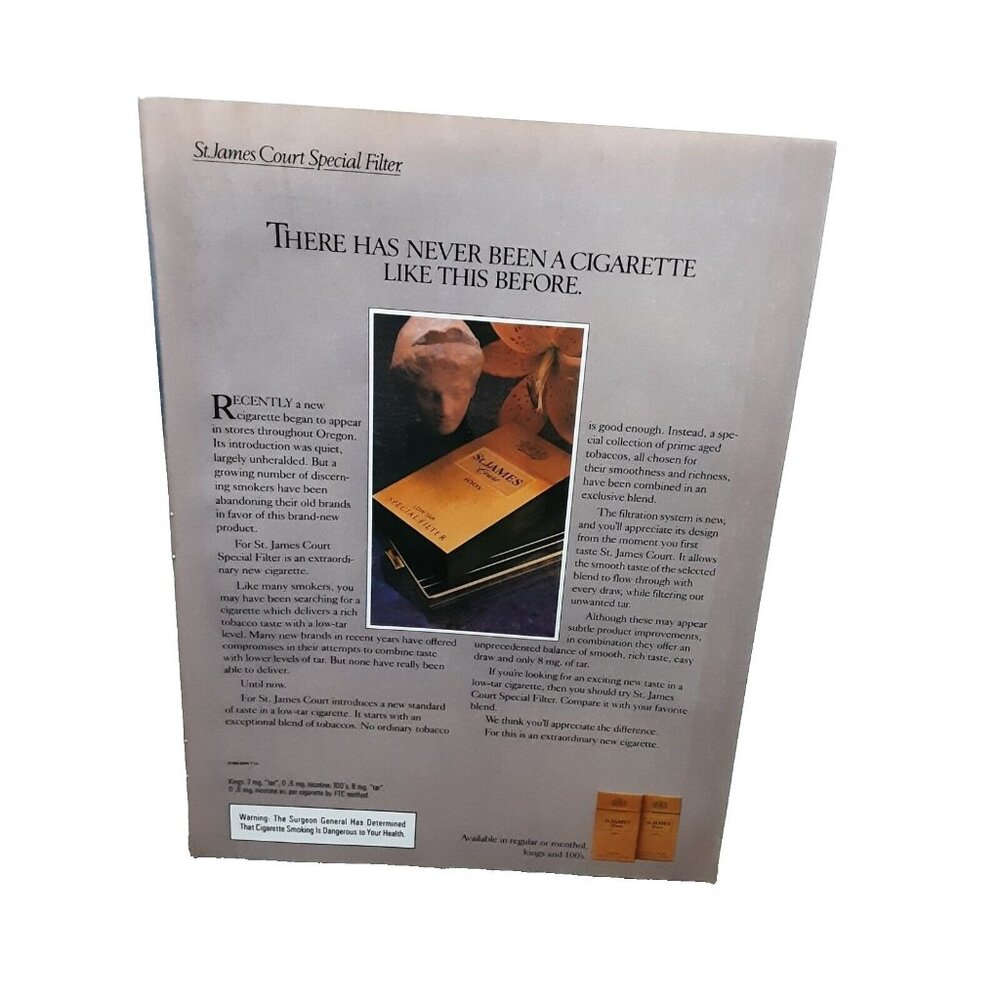 1985 St James Court Cigarettes Original Print Ad